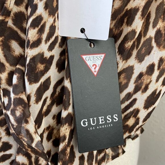 NWT Guess Leopard Print Cold Shoulder Top Size M - Picture 6 of 6